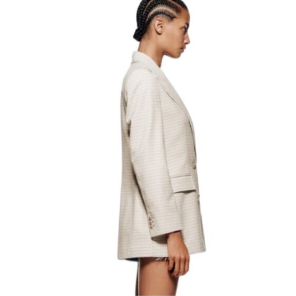 Zara Cream Double-Breasted Blazer - Picture 3 of 10